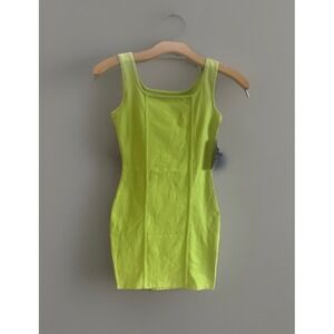 NWT -Bodycon Lime Green Stretch Fitted Sleeveless Party Mini Dress Size XXS- New